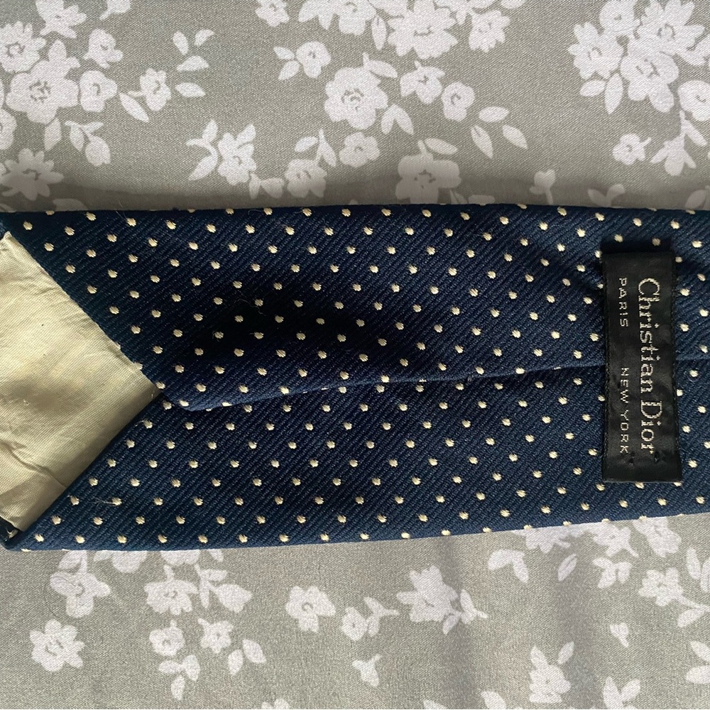 Dior Navy Blue Polka Dot Tie